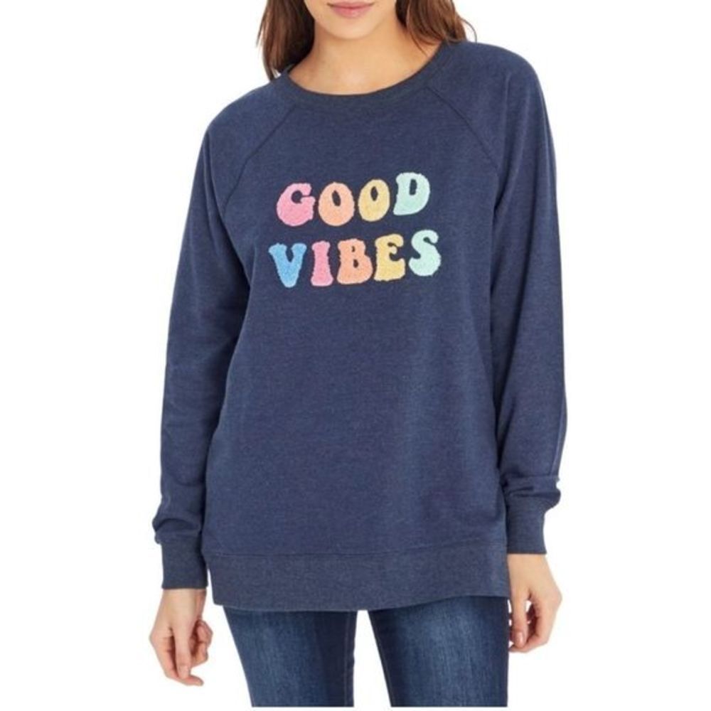 Wildfox Pullover Sweatshirt Good Vibes Navy Size L
